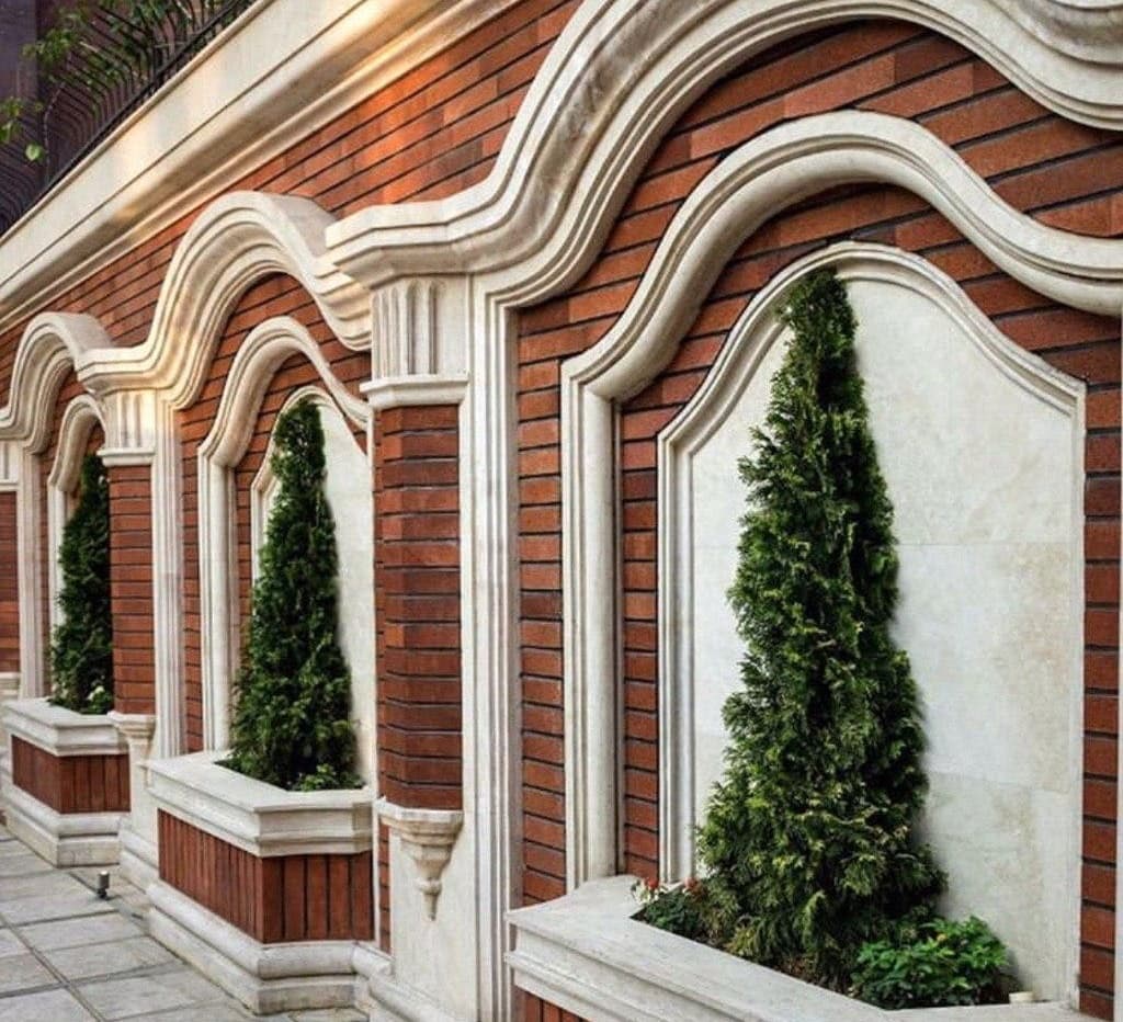 اجرا نمای آجری و سنگی کلاسیک